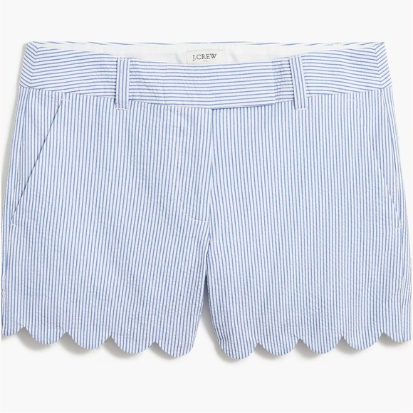 J. Crew Pants - J. Crew Light Blue Striped Scalloped Shorts